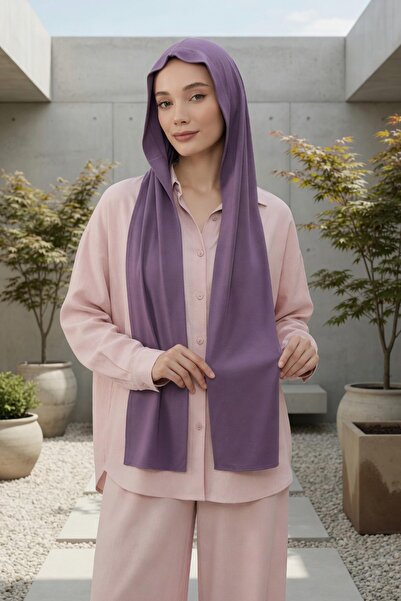Aisha's Design Penye Boneli Hazır Penye Kapşon Şal İkili Takım,PS-57,Mor 2