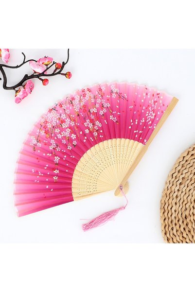 choice2 One Size B Bamboo Chinese Japanese Folding Fan Colorful Tassel Elegen...