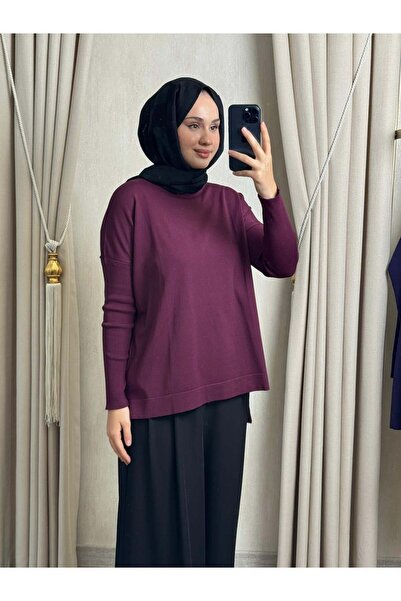 Nuss Nuss116 Lastik Kol Merserize Tunik Bordo