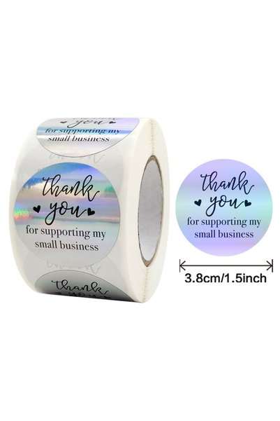Choice Laser 1.5inch-500pcs 50-500pcs Rainbow Laser Thank You Stickers for Sm...