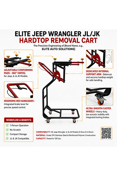 JEEP Enjoy Freedom Hard Top Roof Lifter Compatible with Wrangler 1997-2025, Heavy-Duty & Adjustable