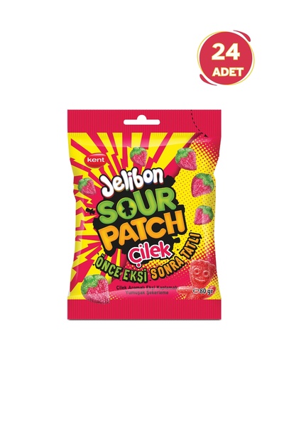 Jelibon Sour Patch Kids Çilek Aromalı Şekerleme 80g - 24 Adet