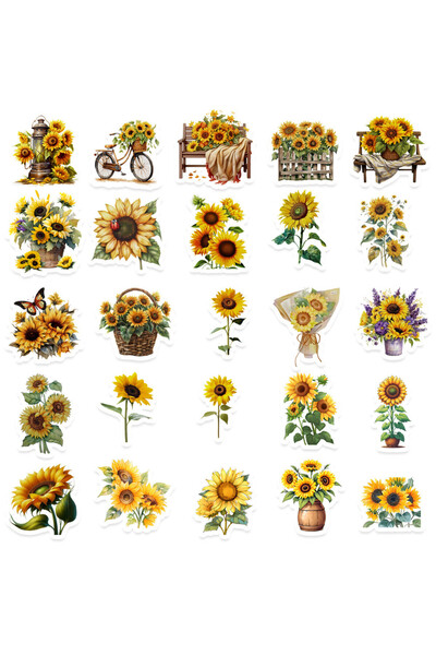 Choice 50PCS 50 Bright Sunflower Stickers - Great for Phone Cases, Luggage, L...