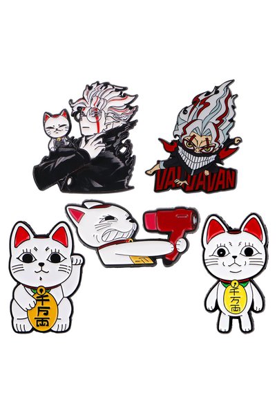 Choice 1 Mix 5pcs/set Lucky Cat Enamel Pins Metal Manga Boy Brooch Backpack C...