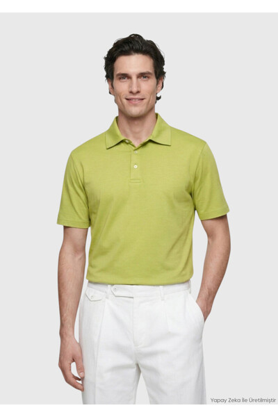 Ramsey Green Plain Cotton Blend T-Shirt