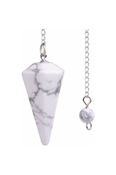 Choice White Howlite Natural Stone Quartz Agates Pendant Reiki Healing Cone A...