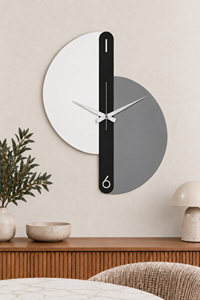 Dekoratif Ahşap Beyaz Duvar Saati Büyük Boy İki Yönlü Kullanım 40x55 Cm - Pablo