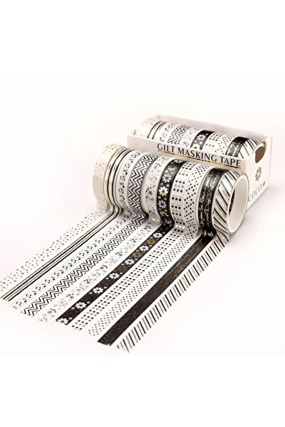 Choice5 SKU3 10 Rolls of Gold-Foil Stars Heart Washi Tape, for DIY Scrapbooki...