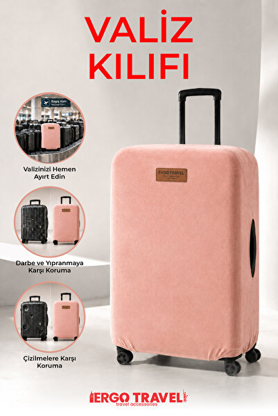Viscofoam Valiz Bavul Koruma Kılıfı Kadife Kılıf - Somon | Ergo Travel