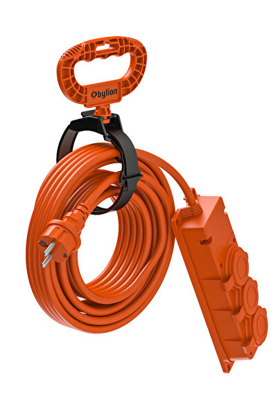 Bylion 1X16A KAUÇUK UZATMA FİŞ-GRUP PRİZ (KABLOLU-TURUNCU) 10 MT