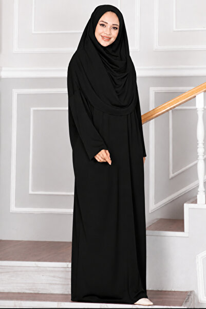Feyza Fashion فستان صلاة نسائي بطول هالتر، قطعة واحدة باللون الأسود