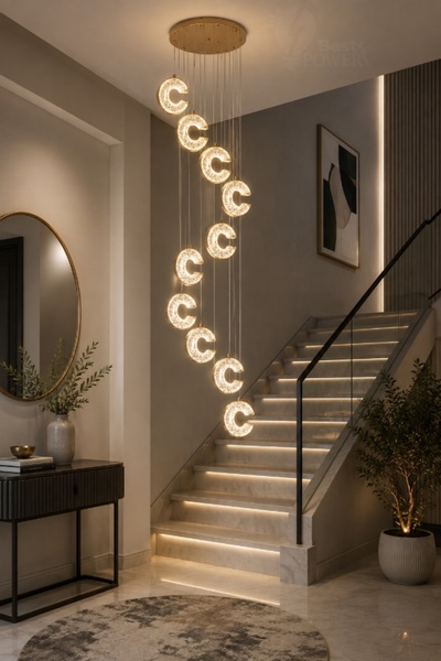 best power ثريا حديثة للسلالم مزودة بإضاءة LED، رقم الموديل 6168-10