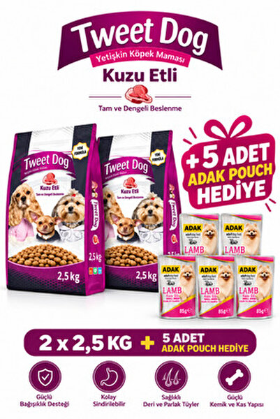 Tweet Dog Yetişkin Köpek Maması Kuzu Etli 2 x 2,5 Kg