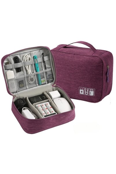 Choice PURPLE Cable Storage Bag Waterproof Digital Electronic Organizer Porta...