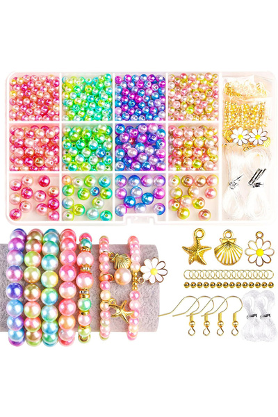 Choice3 A 700pcs Rainbow ABS Pearl Beads Kit Gradient Pearls Beads Bracelet M...