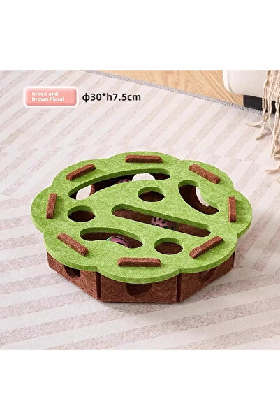 Choice4 Green-round Cat Puzzle Toy Felt Puzzle Box Cat Exercise Toy With Ball...