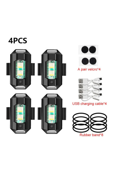 Choice1 7 ألوان - 4 قطع - مصباح ستروب عالمي للدراجات النارية، مصباح تحذير USB...