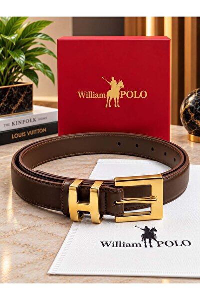 WİLLİAMPOLO Γυναικεία ζώνη WILLIAMPOLO καφέ από γνήσιο δέρμα πολυτελείας με χ...