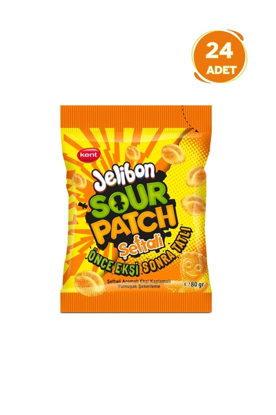 Jelibon Sour Patch Kids Şeftali Aromalı Şekerleme 80g - 24 Adet