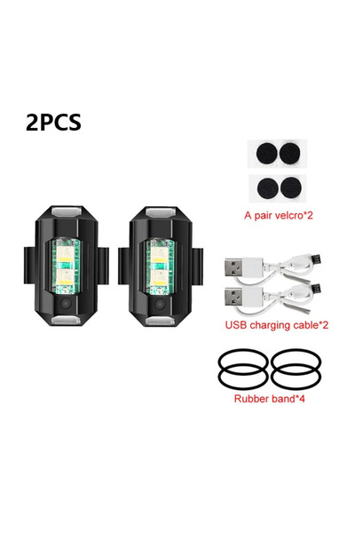 Choice5 7 ألوان - قطعتان من ضوء ستروب عالمي للدراجات النارية ومنفذ USB ومصباح...