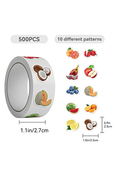 Choice 500PCS 500Pcs/Roll Fruit Theme Stickers - Seals for Laptop/Journal/iPa...