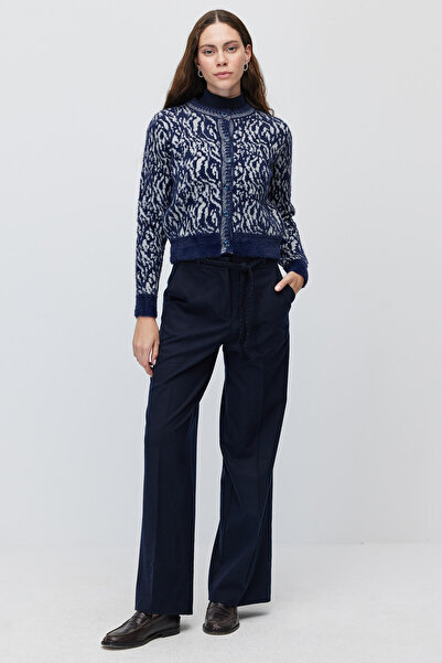 PAULMARK Women's high-waisted pants with knitted waistband detail