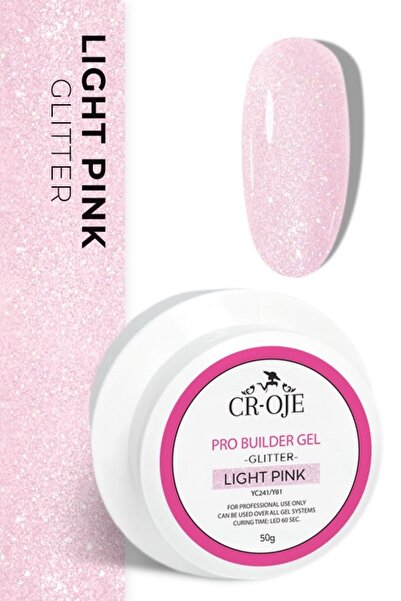 CROJE KALICI OJE (Orta Akışkan Kıvam) Pro Builder Gel (Glitter Light Pink) 50 gr