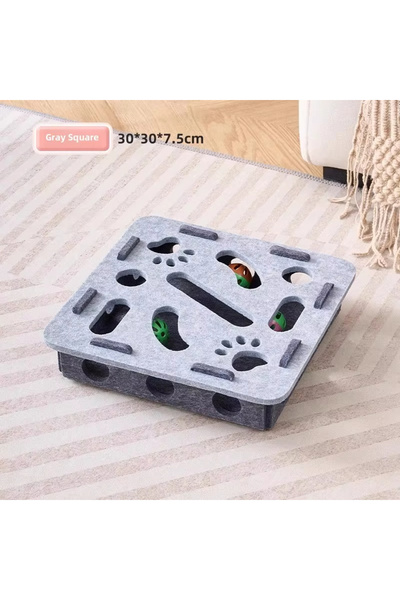 Choice1 Grey-square Cat Puzzle Toy Felt Puzzle Box Cat Exercise Toy With Ball...