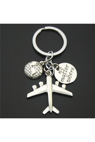 Choice E880 1PC Earth Airplane Keychains No Matter Where Pendant Travel Keyri...