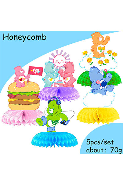 Miniso honeycomb 5pcs Care Bear Party Supplies Disposable Plate Napkin Tablec...