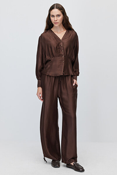 PAULMARK Women's Tie-Waist Wide-Leg Textured Trousers