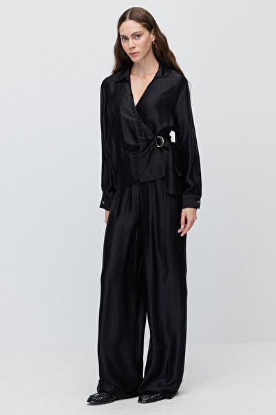 PAULMARK Women's Textured High Waist Wide Leg Pants