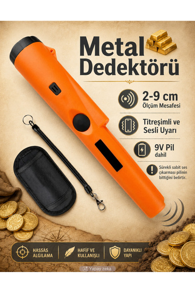 Unichrome Altın Metal Dedektörü Turuncu Renk Hazine Avcısı Pil