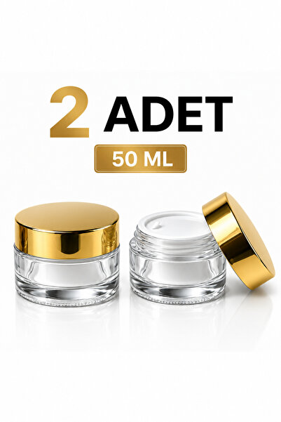 makrobay 2 Pieces 50 ml Luxury Glass Cream Jar - Thick Bottom Leak-Proof Lid