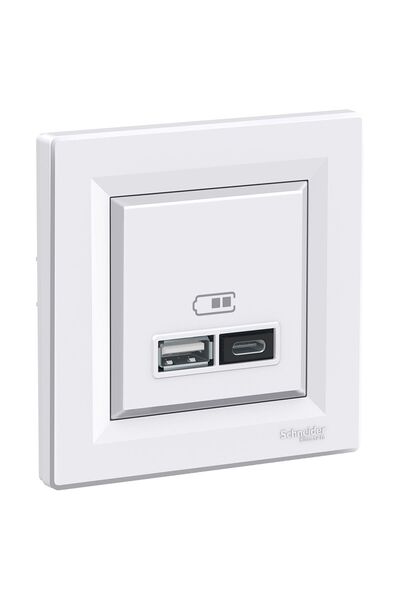 Schneider Electric Schneider Asfora USB Prizi Type A+C 2.4A Beyaz EPH2700321