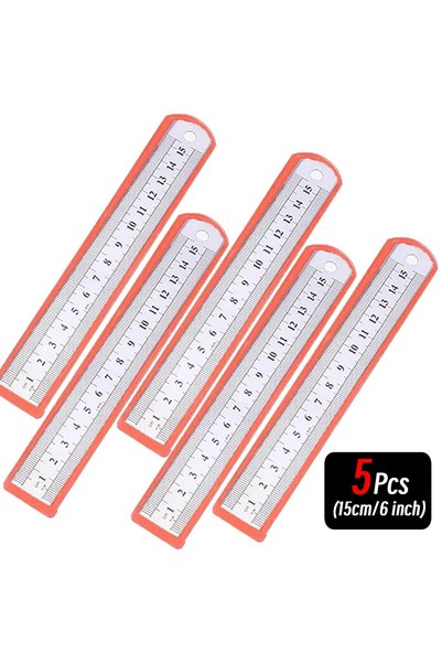 choice2 5pcs 15cm 10P 15-30cm Stainless Steel Metal Straight Ruler Precision ...