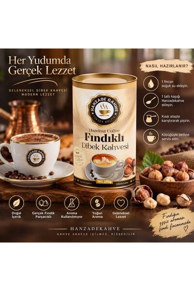 Hanzade Turkish Dibek Coffee with Hazelnut 250gr