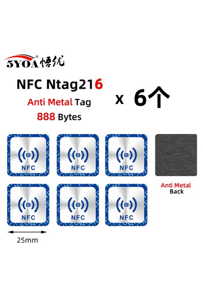 Choice16 6HW-Anti216 6 قطع NFC Ntag213 Ntag215 Ntag216 TAG ملصق 213 13.56 ميج...