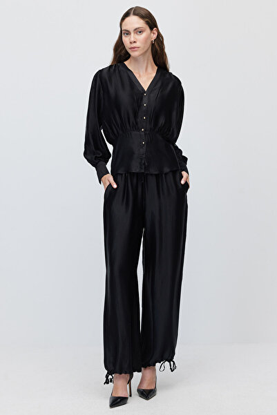PAULMARK Women's Tie-Waist Wide-Leg Textured Trousers
