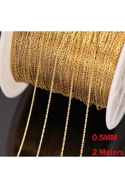 choice2 Gold 2m 2M 10M 0.5mm Stainless Steel Thin Gold Cable Link Snake Chain...