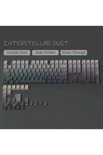 Choice Black Side Printed PBT Keycaps, Double Shot, RGB Backlit Keycaps, Grad...