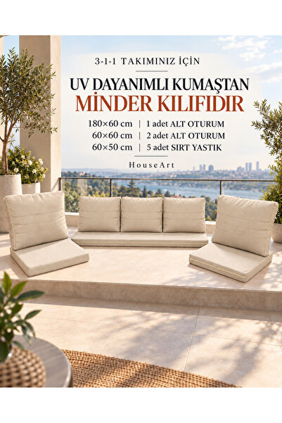 HouseART Balkon Mobilyası , Bahçe Mobilyası, 3-1-1 takıma uygun, Minder Kılıf...