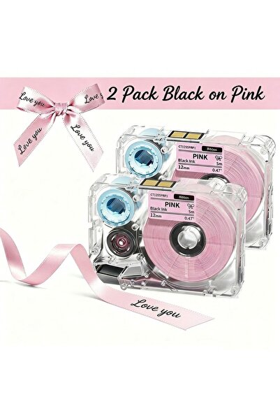 Choice6 12mm Black on Pink Satin Fabric Ribbon Pattern Custom Made for Phomem...