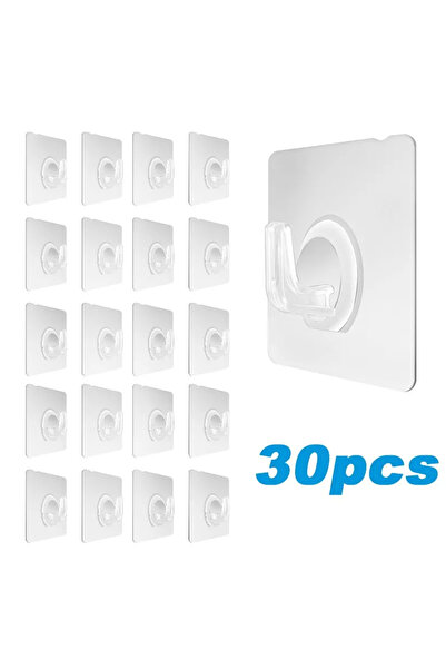 Choice 30pcs 30PCS Wall Hooks Transparent Strong Self Adhesive Key Towel Door...