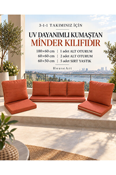 HouseART Balkon Mobilyası , Bahçe Mobilyası, 3-1-1 takıma uygun, Minder Kılıf...