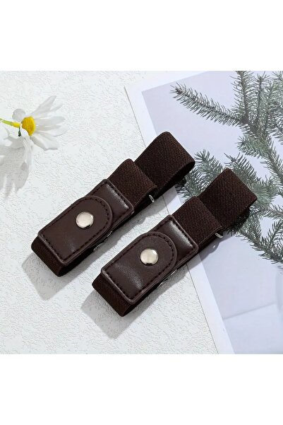 Choice Brown 2pcs/set No Buckle Elastic Belt For Women Men Unisex Stretch Bel...