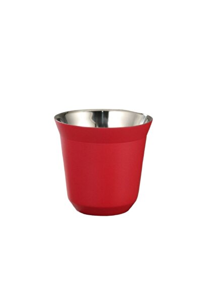 Choice 80ml Red Summer New Simple Flat Bottom Cup Stainless Steel Double-laye...