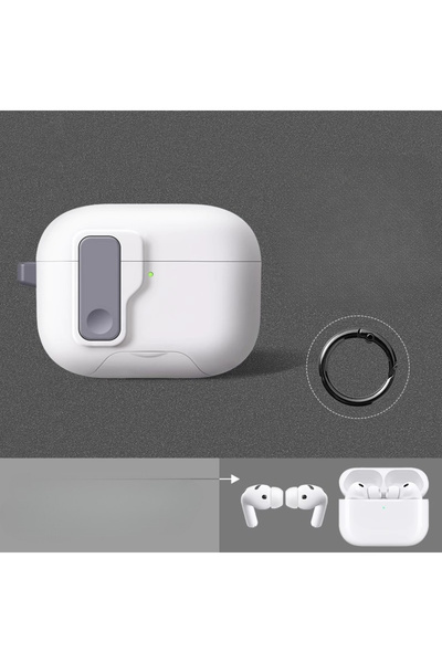 Choice جراب أبيض لسماعات AirPods Pro 3 (موديل 2025) مزود بقفل مغناطيسي تلقائي...