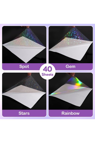 Choice A4 40Pcs Mixed 40 Sheets A4 Clear Holographic Cold Lamination Film 8.3...