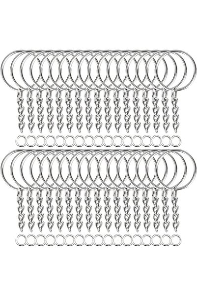 Choice 30PCS Silver 30pcs Silver Plated Metal Blank Keyring Keychain Split Ke...
